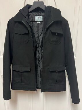Class Club Boys Black Hooded Pea Coat